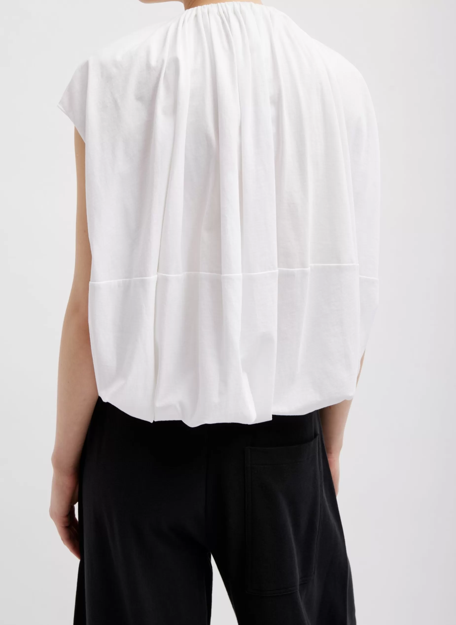 Tibi Tops-T-Shirting Shirred Neck Circular Top