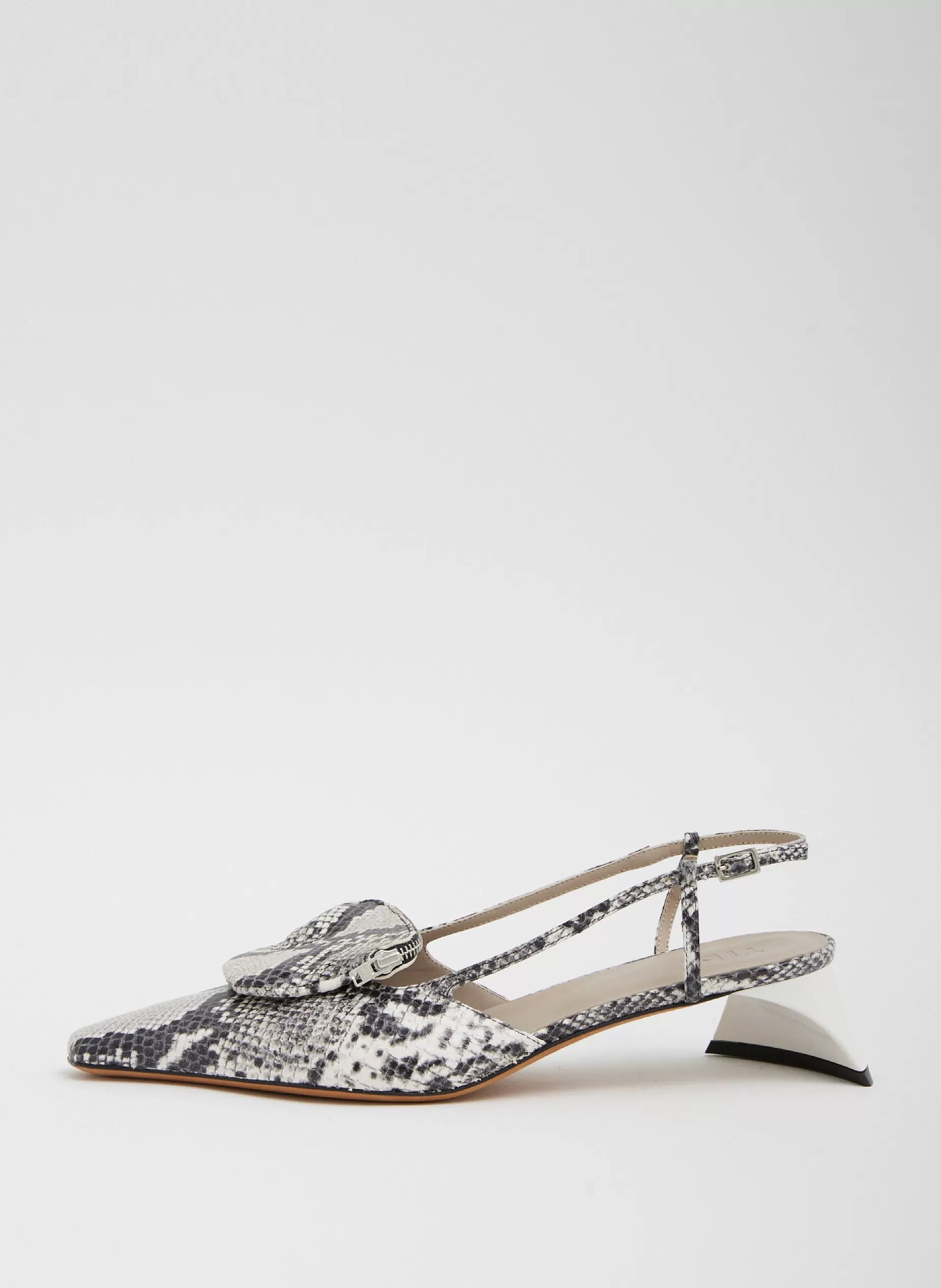 Tibi Heels-Victor Embossed Snake Slingback