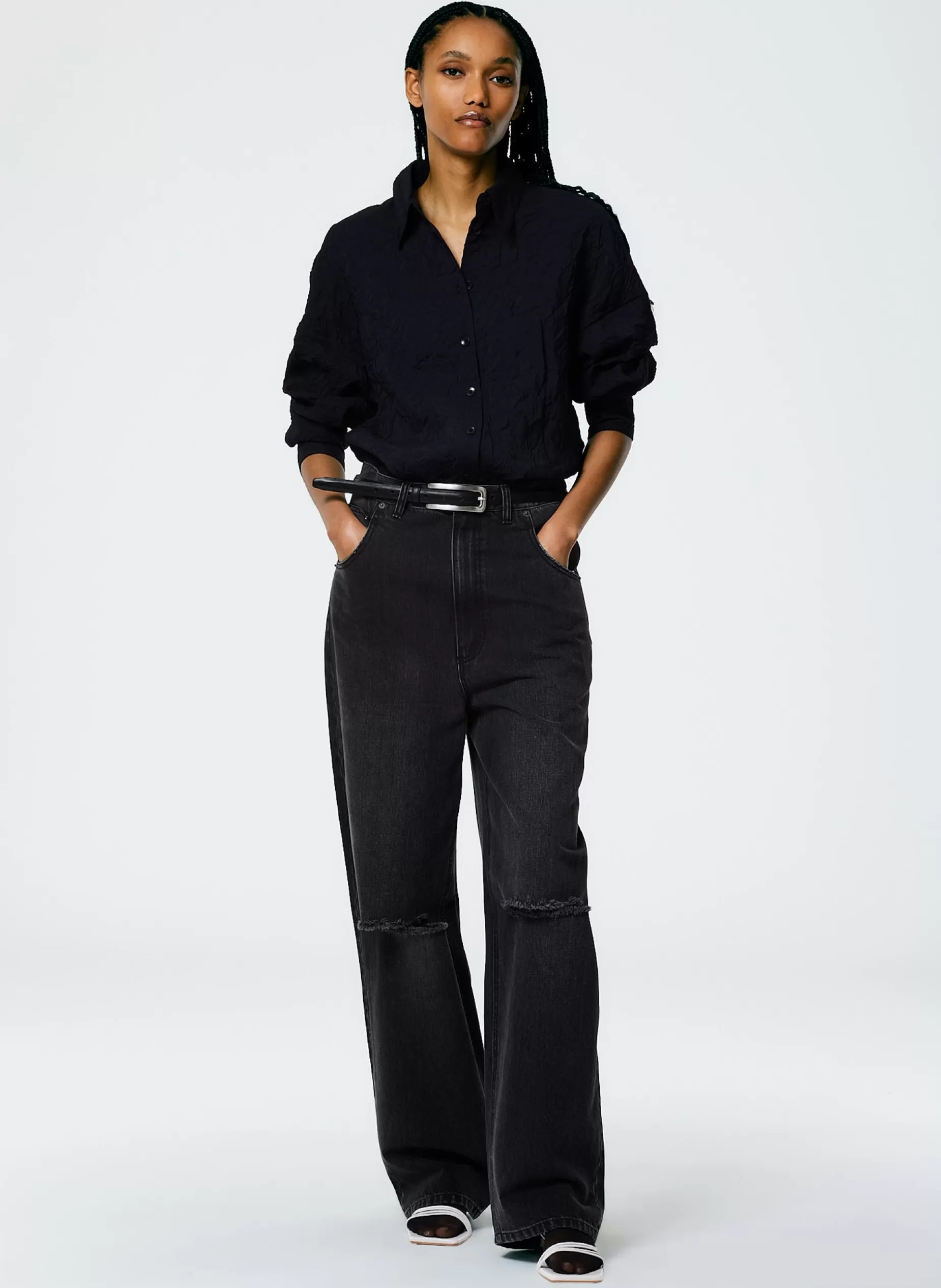 Tibi Denim | Pants & Shorts-Vintage Wash Black Denim Ryder Jean